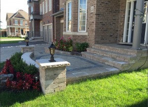 Beautiful Stone Front Walkway and Steps With Accent Lights